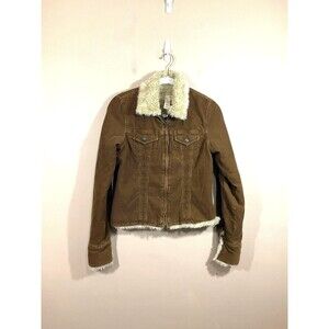 Vintage Abercrombie & Fitch Sherpa Trimmed Corduroy Trucker Jacket S Brown Y2K